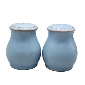 Denby-Langley Colonial Blue Salt & Pepper Shakers Earthenware VTG Discontinued